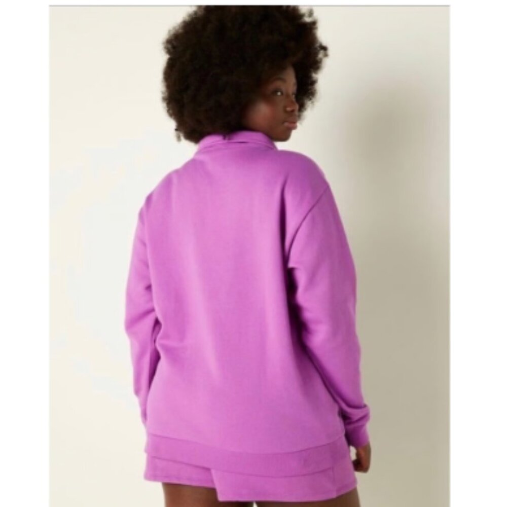 NWT Victoria's Secret PINK Quarter Zip Sweatshirt In Purple Size XXL - Picture 2 of 8